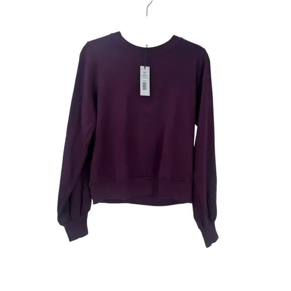 Michael Stars Mac Puff Sleeve Crew Neck Pullover Sweatshirt Plum Size OS NWT - Picture 5 of 11